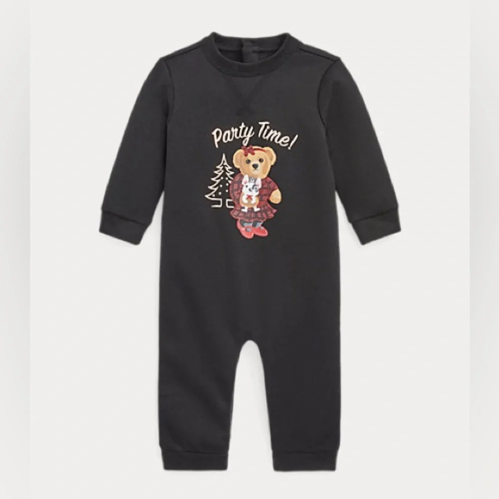 Ralph Lauren Black Party Time Bear One Piece warm outfit 24 mo GUC